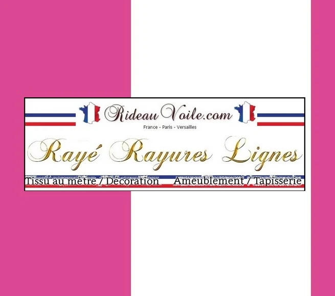 Tissu ameublement rayé velours lin toile rayures lignes rose fushia mètre rideau