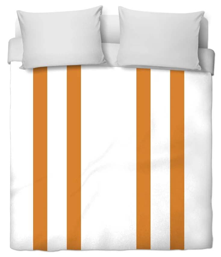 Décoration rideau couette orange rayé tissu imprimé rayures verticales ligne au mètre