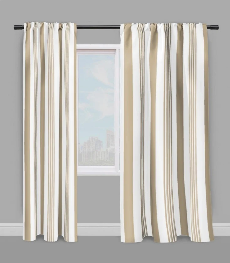 Tissu ameublement uni au mètre rayé rayures verticales rideau couette voilage beige