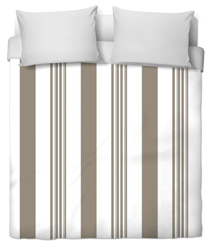 Tissu velours coton toile déco au mètre rayé rayures verticales rideau couette taupe
