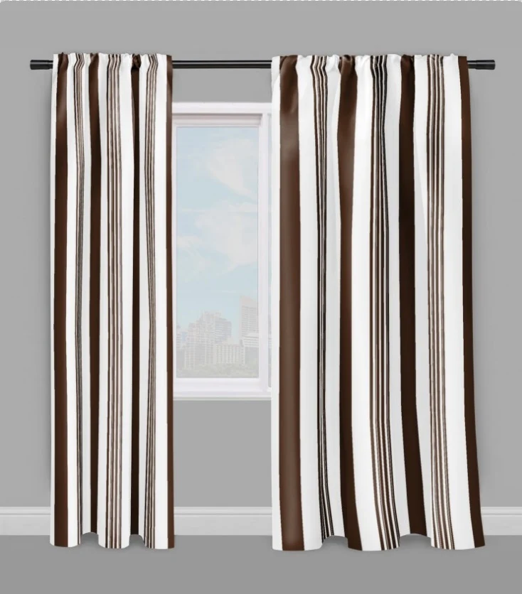Boutique tissu rayure uni au mètre motif rayé rayures verticales rideau couette marron