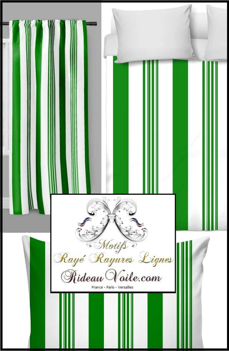 Tissu d'intérieur extérieur ameublement au mètre rayé rayure rideau couette vert