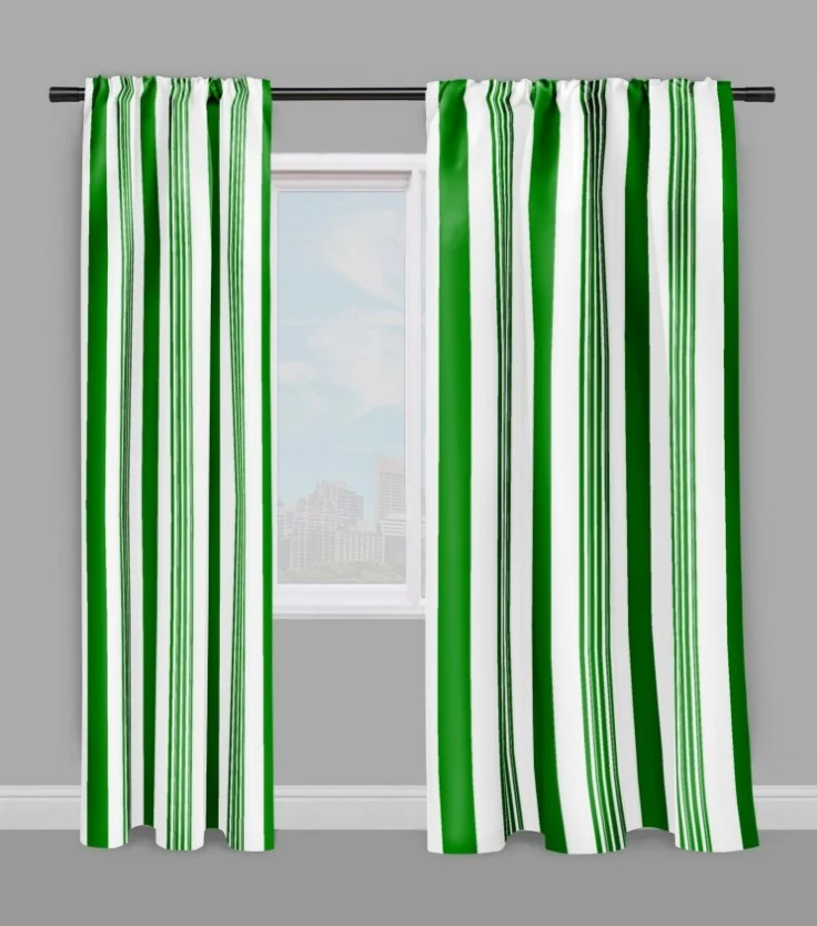 Tissu d'intérieur extérieur ameublement au mètre rayé rayure rideau couette vert