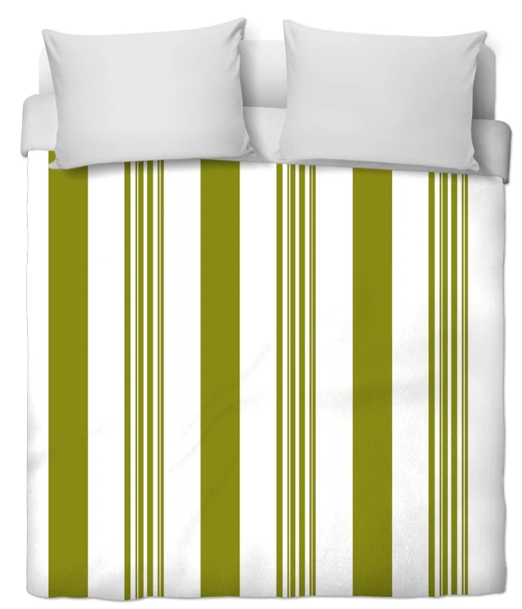 Tissu déco ignifugé occultant au mètre rayé rayures vertes ligne rideau couette vert
