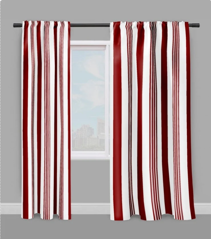 Imprimé rayé tissu ameublement au mètre rayures et lignes rideau couette rouge