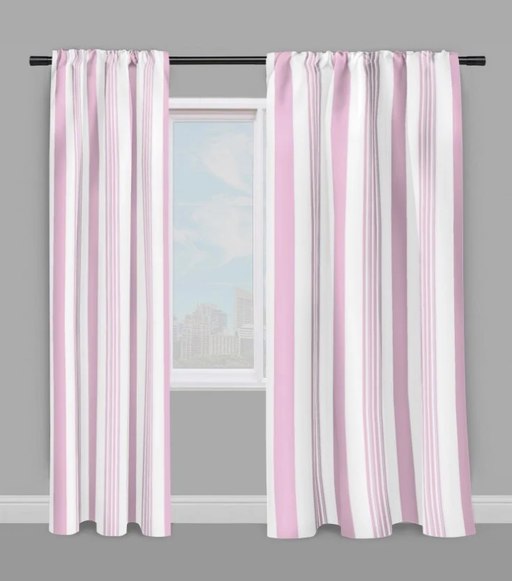Tissu ameublement décoration mètre rayé rayures ligne rideau couette rose layette