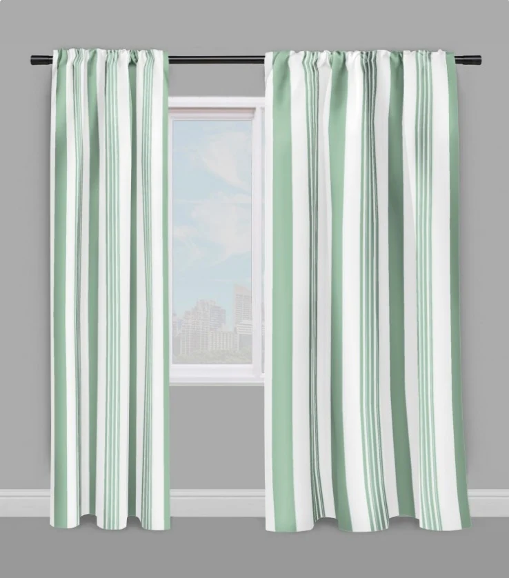 Tissu ameublement au mètre rayé rayures ligne rideau siège vert voilage couette