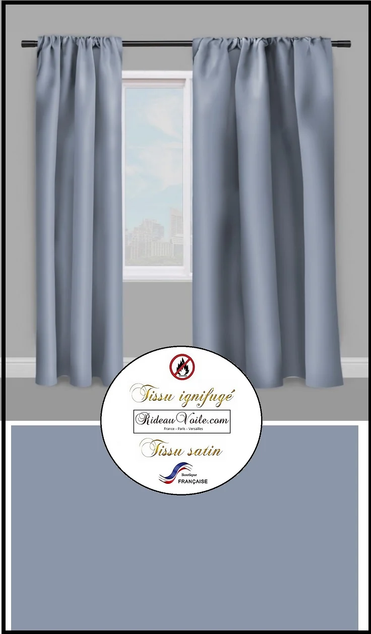 Rideauvoile tissu Satin gris bleu lavande non feu ignifugé au mètre rideau coussin
