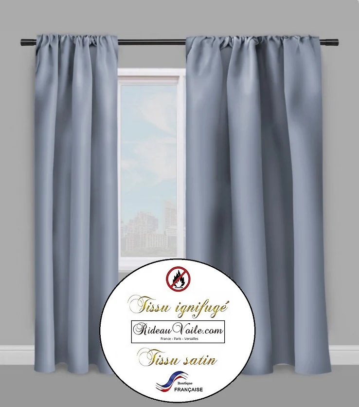 Rideauvoile tissu Satin gris bleu lavande non feu ignifugé au mètre rideau coussin