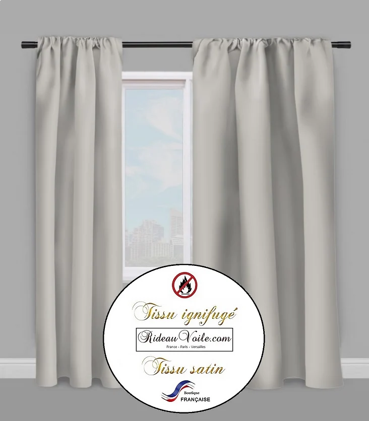 Tissu décoration Satin non feu ignifugé au mètre rideau coussin gris