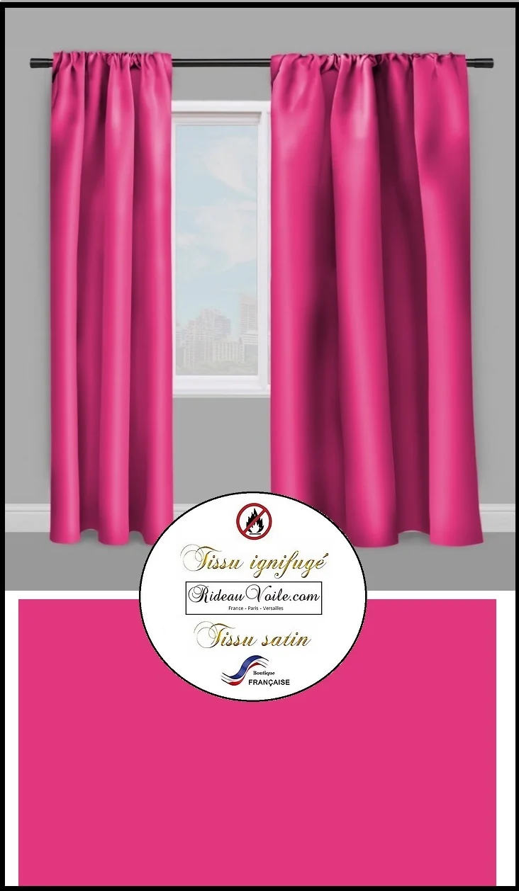 Tissu éditeur ameublement Satin rose non feu ignifugé au mètre rideau coussin