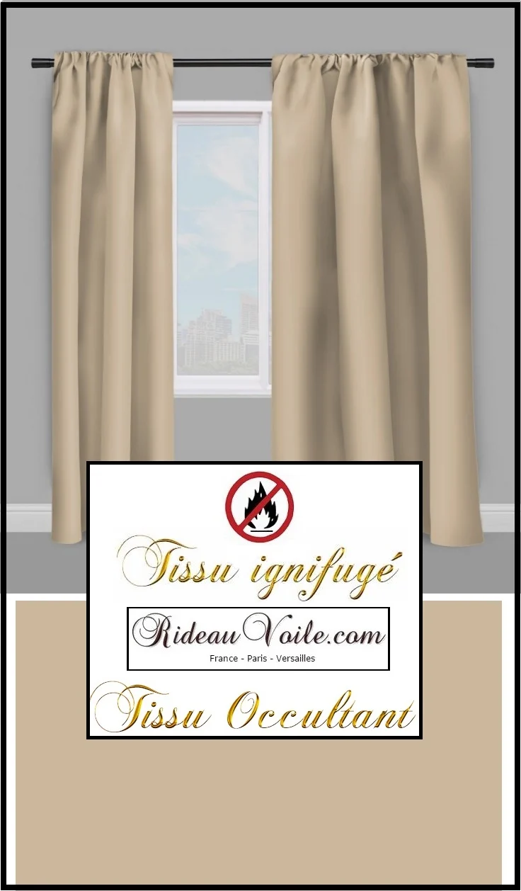 Spécialiste tissu ameublement occultant ignifugé au mètre rideau coussin beige