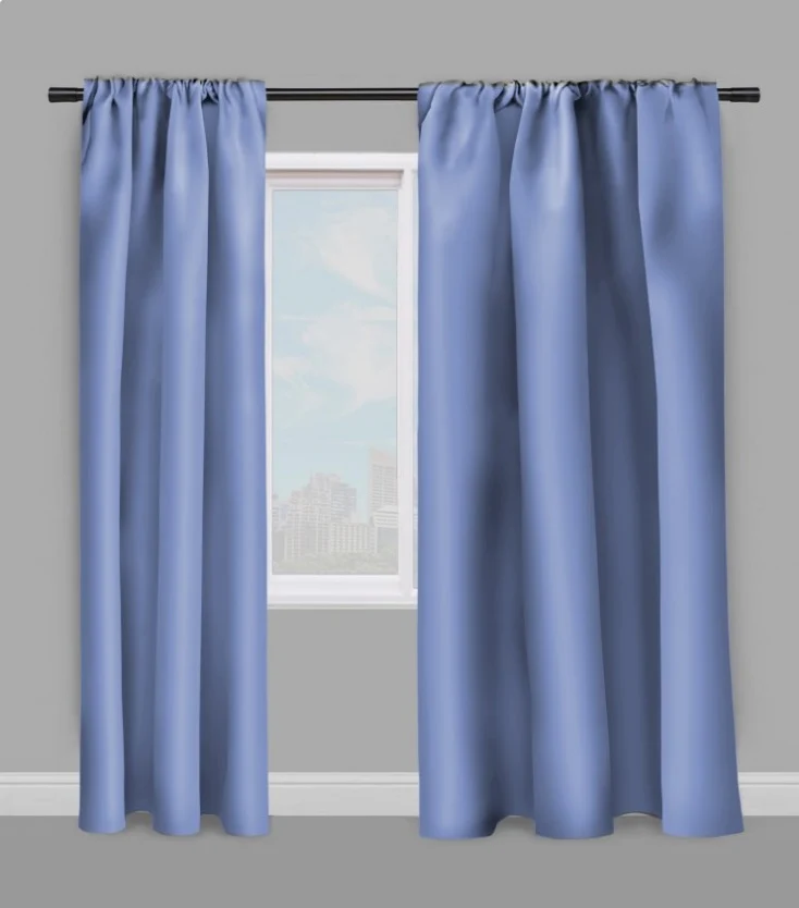 Tissu bleu lavande décoration ameublement rideau occultant ignifugé au mètre
