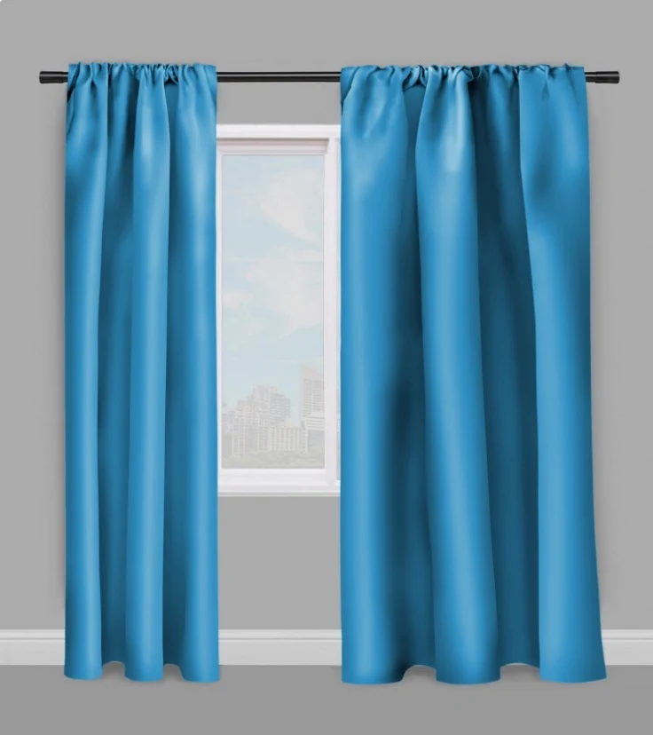 Tissu bleu turquoise déco textile ameublement rideau occultant ignifugé au mètre