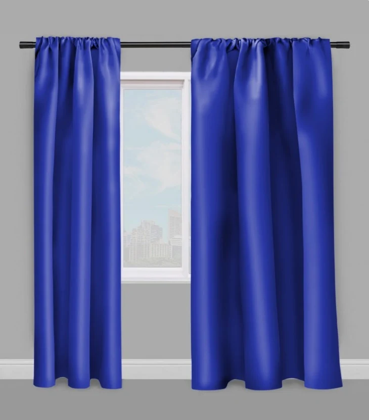 Tissu imprimé uni bleu décoration ameublement non feu occultant ignifugé au mètre