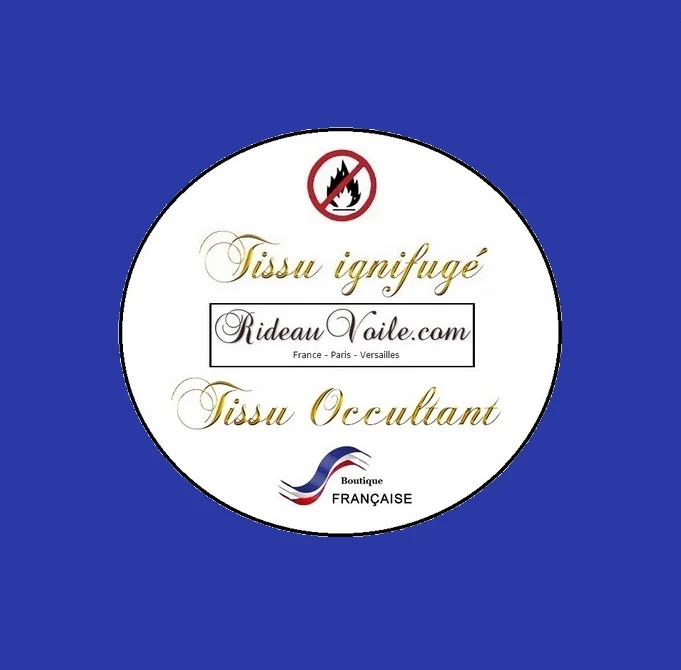 Tissu imprimé uni bleu décoration ameublement non feu occultant ignifugé au mètre