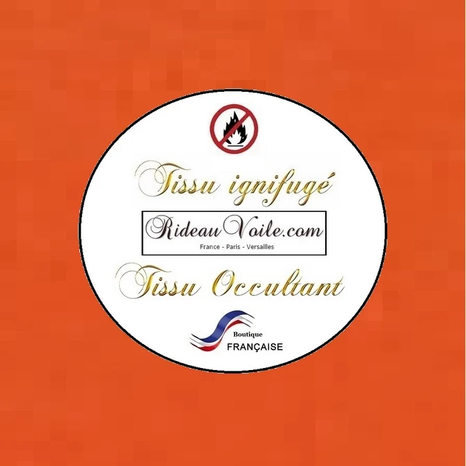 Tissu orange ameublement non feu occultant ignifugé au mètre boutique rideau