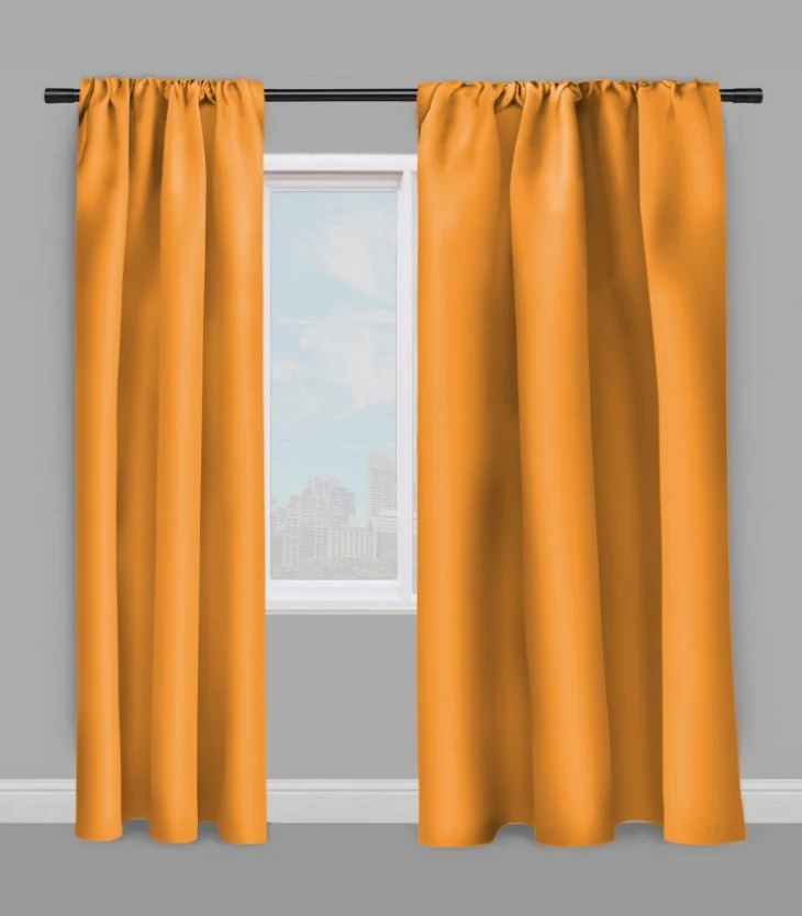 Tissu ameublement rideaux occultant obscurcissant ignifugé au mètre rideau orange