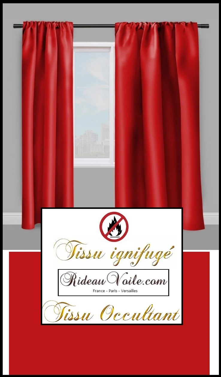 Boutique tissu obscurcissant ameublement occultant ignifugé mètre rideau rouge