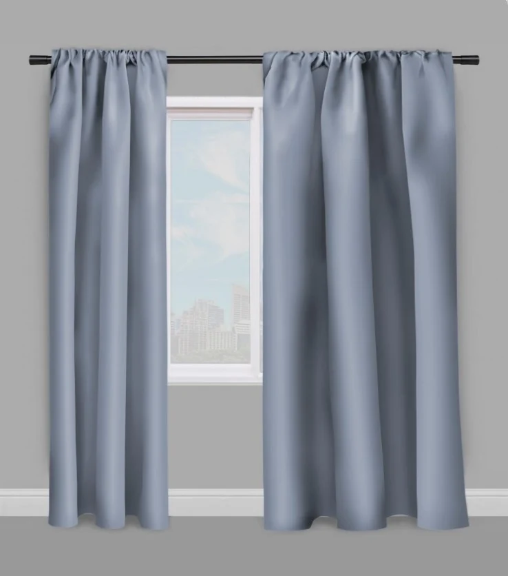 Boutique rideaux tissu ameublement occultant ignifugé au mètre rideau bleu gris