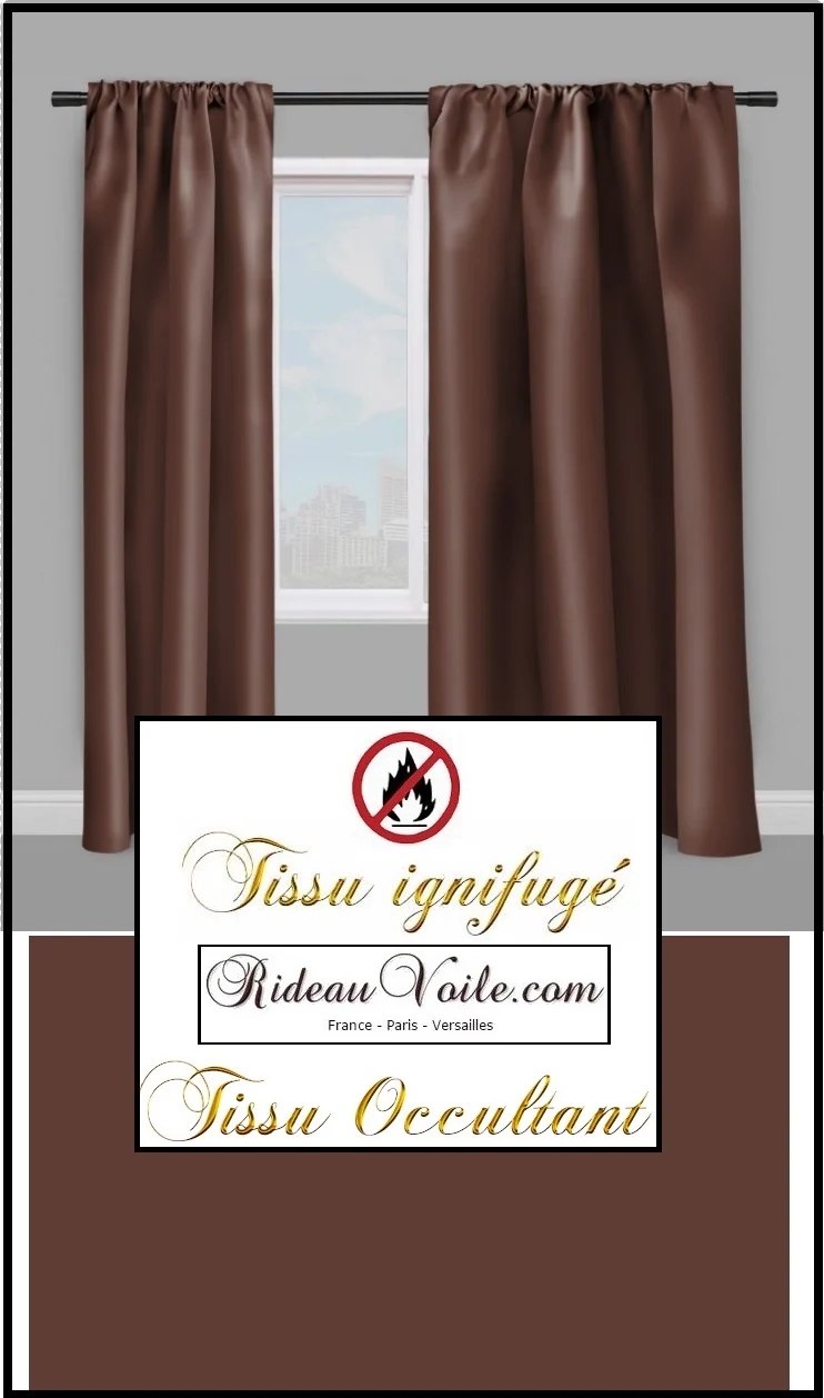 Tissu occultant marron chocolat ignifugé au mètre rideau obscurcissant coussin