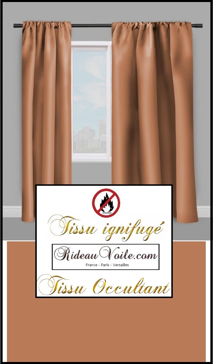 Boutique rideaux tissu occultant brun marron ignifugé au mètre rideau coussin