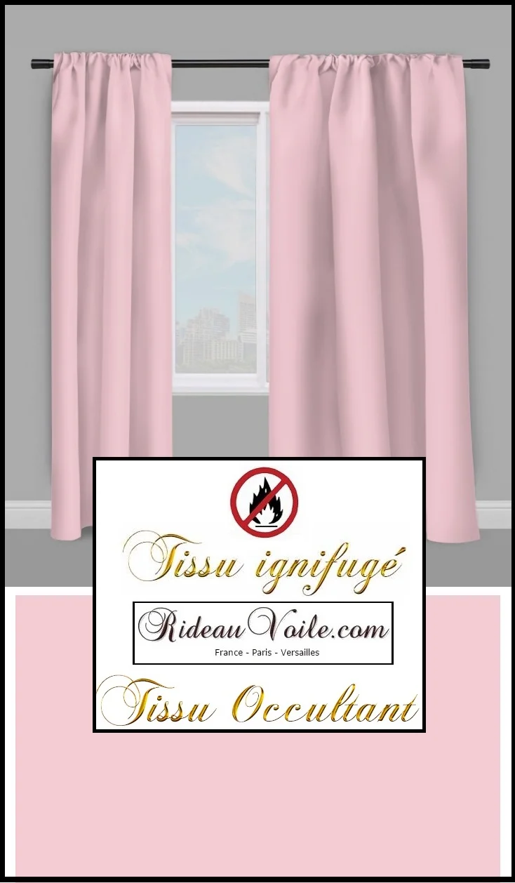Tissu non feu occultant rose layette ignifugé au mètre ameublement rideau coussin