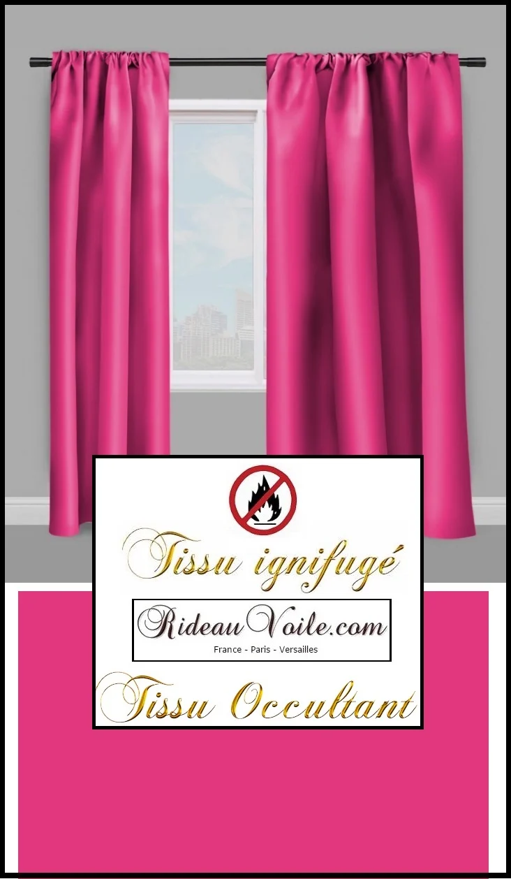 Boutique Tissu non feu occultant rose fushia ignifugé au mètre rideau coussin M1