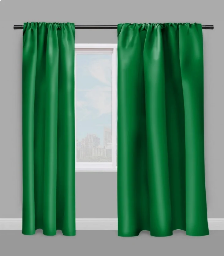 Boutique textile Tissu non feu occultant tissé vert ignifugé au mètre rideau coussin