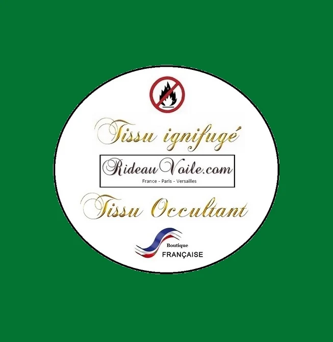 Boutique textile Tissu non feu occultant tissé vert ignifugé au mètre rideau coussin