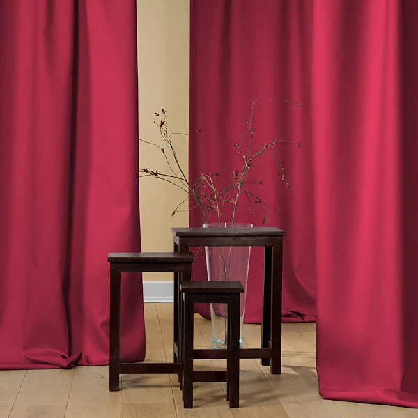 Tissu ameublement occultant rouge bordeaux ignifugé mètre rideau isolant phonique
