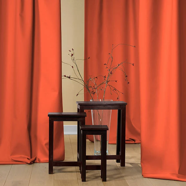 Tissu ameublement occultant rouge orange Ignifugé mètre rideau thermique phonique