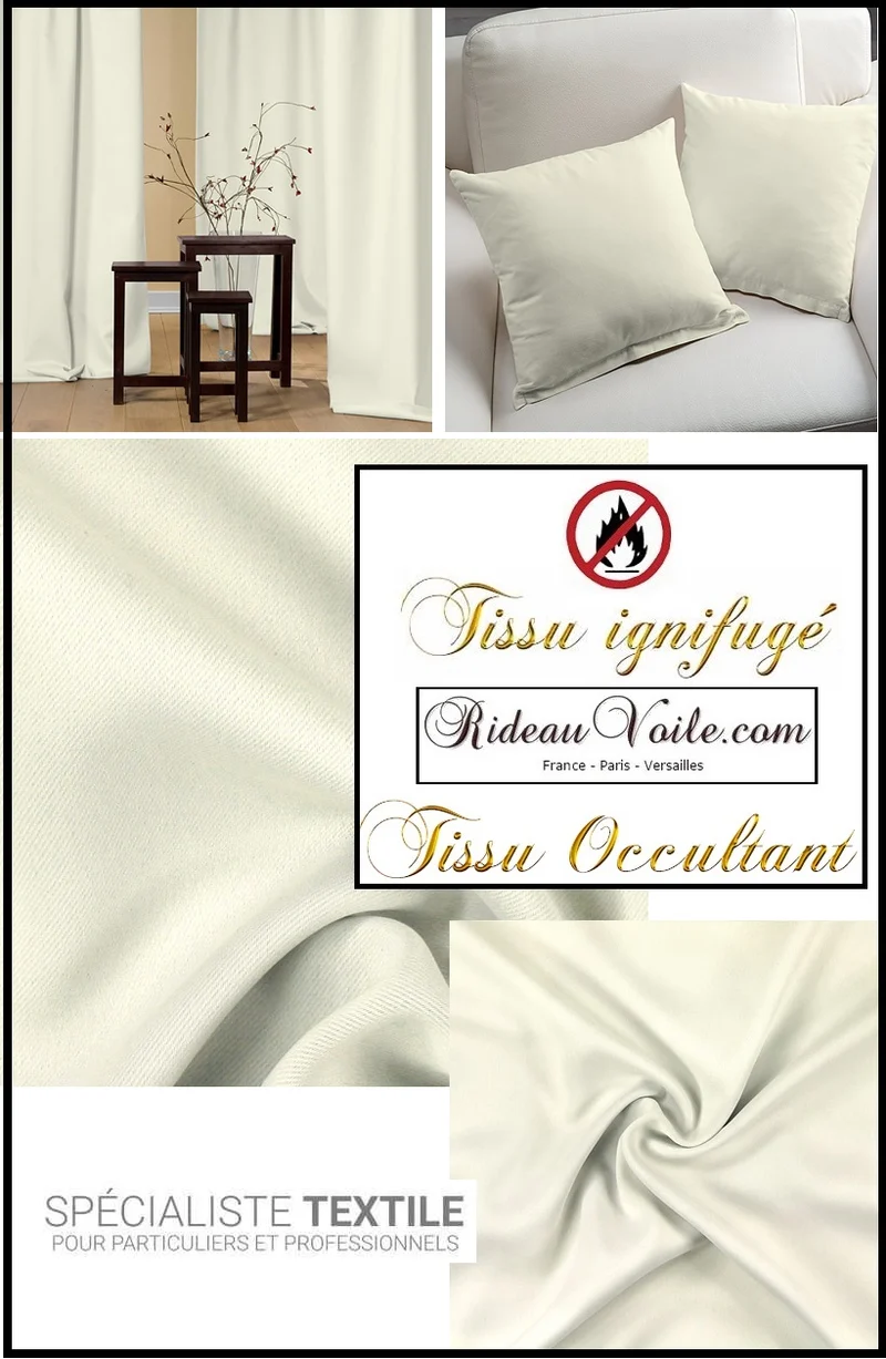 Tissu occultant uni blanc Ignifugé M1 au mètre NON FEU isolant thermique phonique