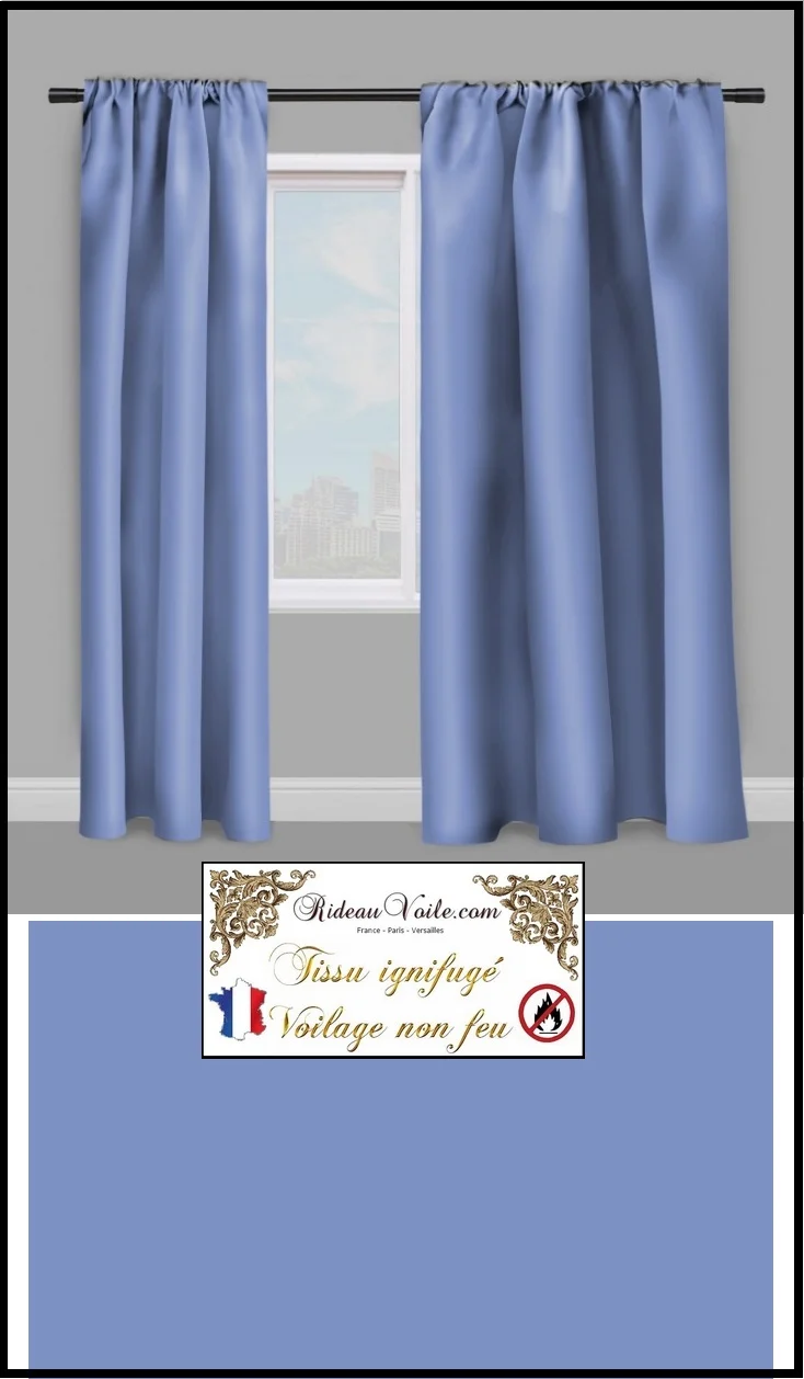 Tissu Voile Voilage Ignifugé M1 au mètre rideau bleu