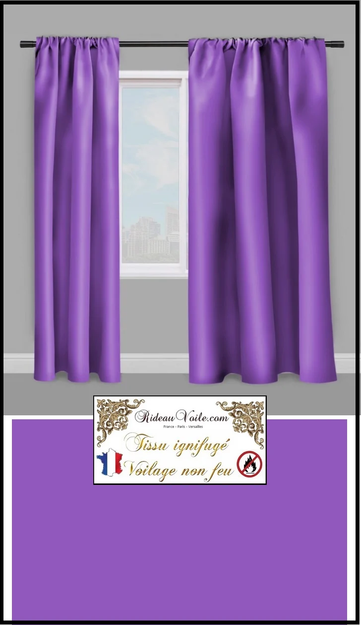 Tissu Voile Voilage Ignifugé M1 au mètre rideau violet