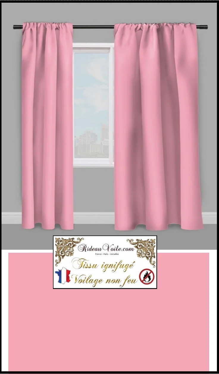 Tissu Voile Voilage Ignifugé M1 au mètre rideau rose