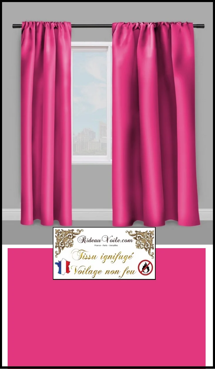 Tissu Voile Voilage Ignifugé M1 au mètre rideau rose