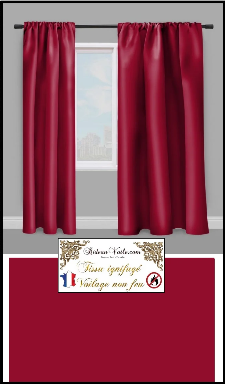 Tissu Voile Voilage Ignifugé M1 au mètre rideau rouge