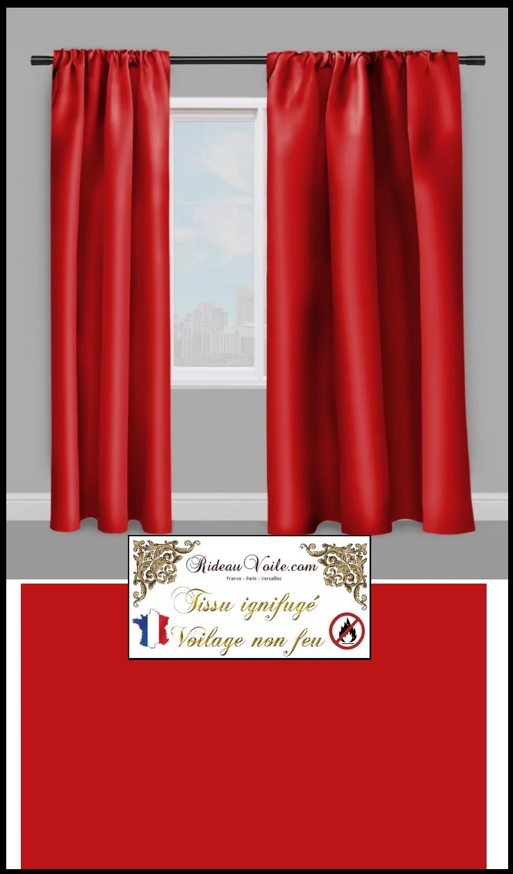Tissu Voile Voilage Ignifugé M1 au mètre rideau rouge