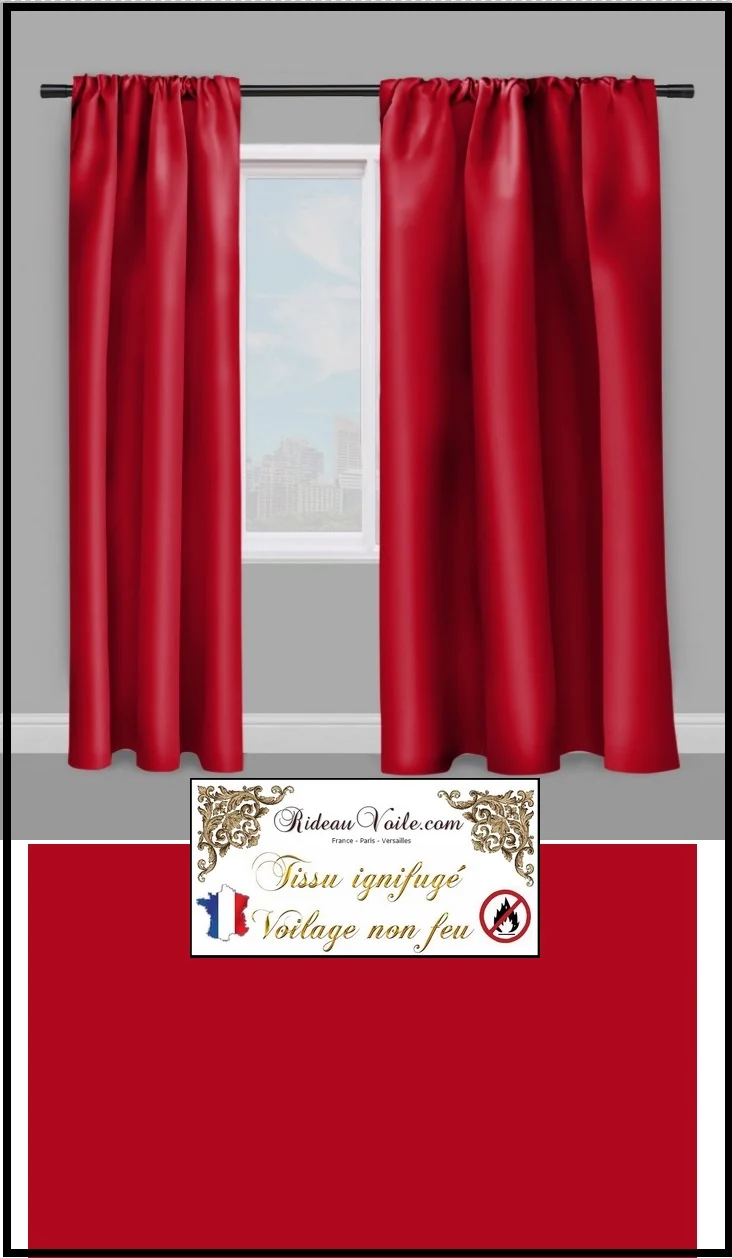 Tissu Voile Voilage Ignifugé M1 au mètre rideau rouge