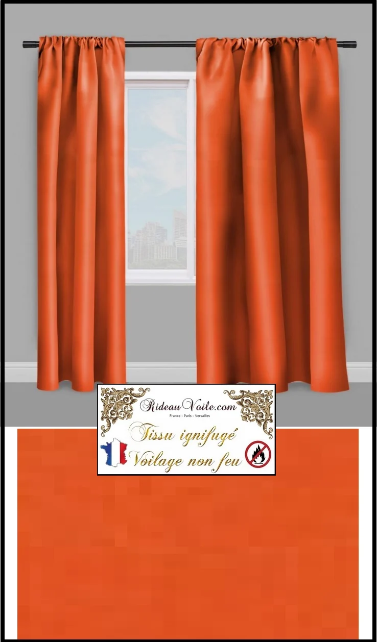 Tissu Voile Voilage Ignifugé M1 au mètre rideau orange