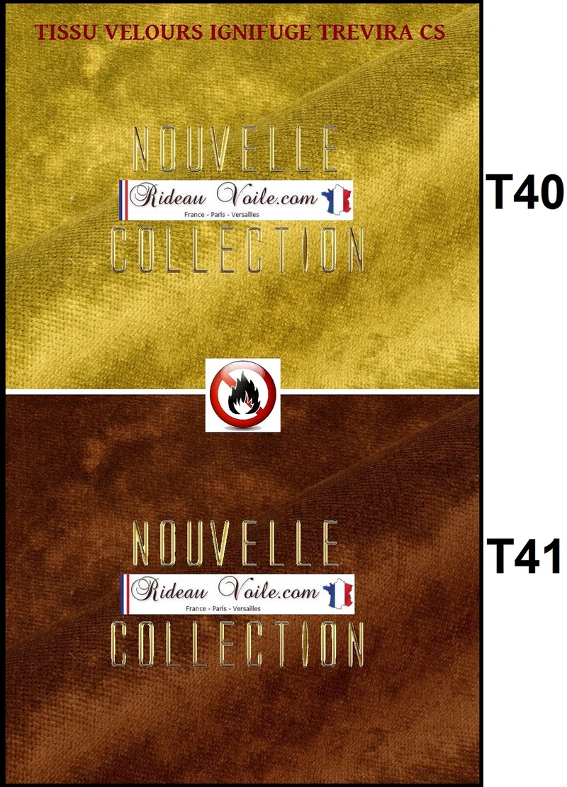 Tissu velours Ignifugé M1 au mètre rideau NON FEU TreviraCS