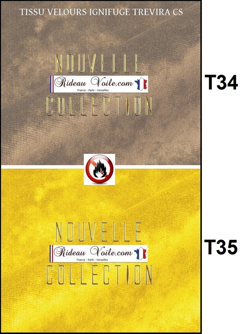 Tissu velours texturé Ignifugé M1 au mètre rideau TreviraCS