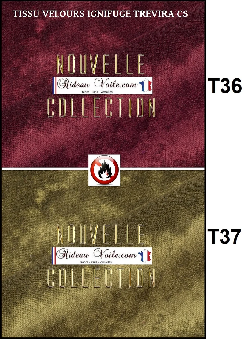 Tissu velours texturé Ignifugé M1 au mètre rideau TreviraCS