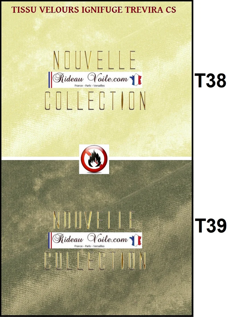 Tissu velours texturé Ignifugé M1 au mètre rideau TreviraCS