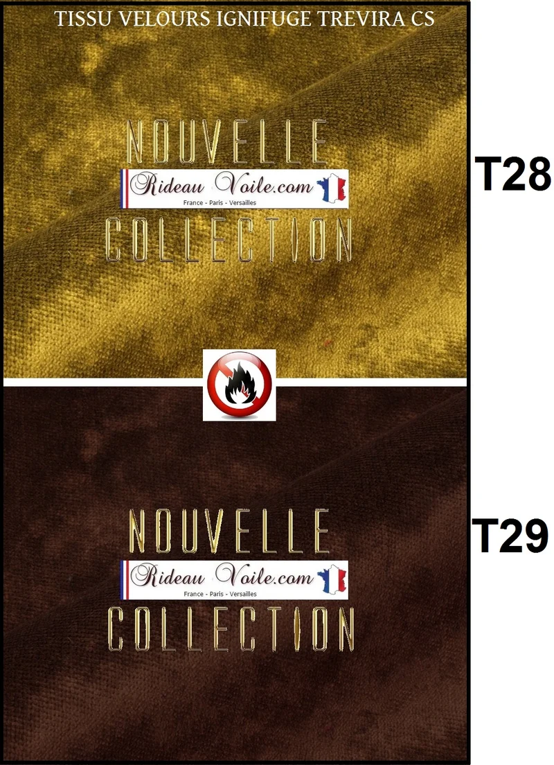 Tissu velours NON FEU TreviraCS Ignifugé M1 au mètre rideau