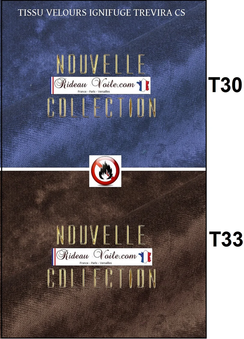 Tissu velours NON FEU TreviraCS Ignifugé M1 au mètre rideau