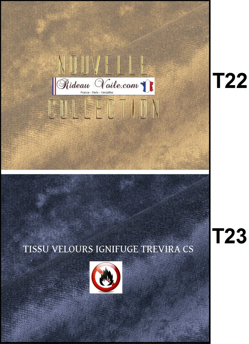 Tissu velours NON FEU uni Ignifugé M1 au mètre rideau tenture