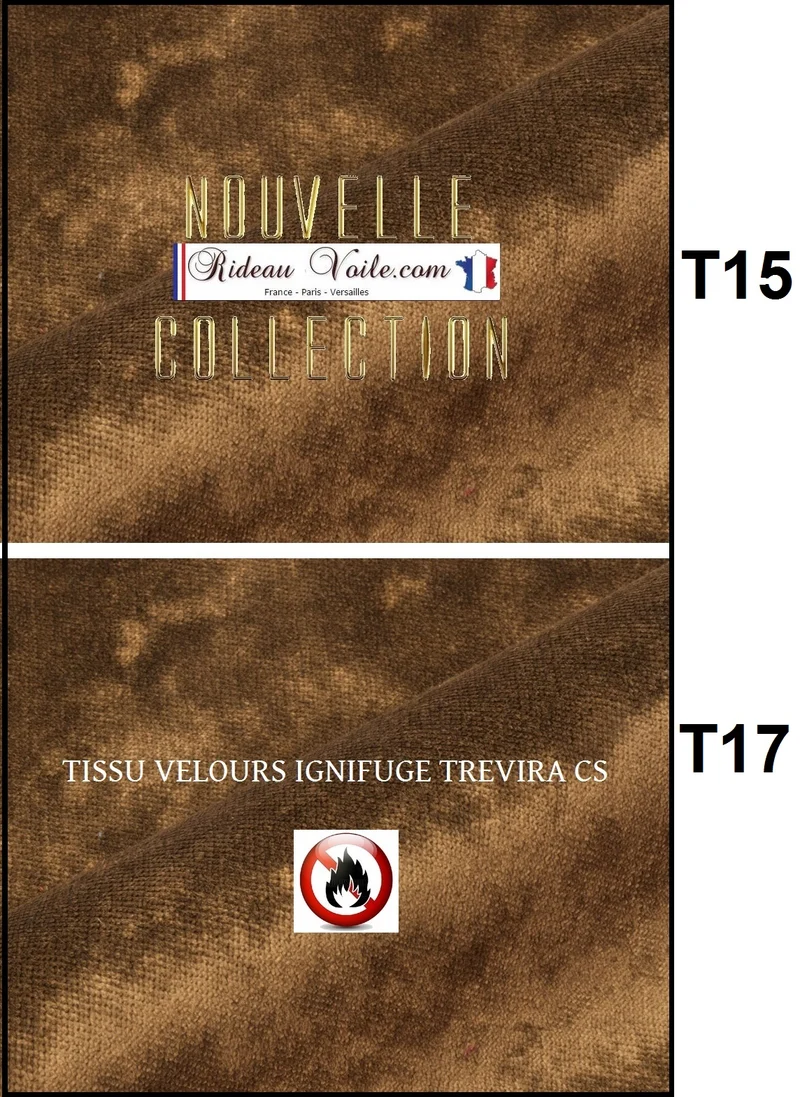 Tissu velours NON FEU uni Ignifugé M1 au mètre rideau tenture