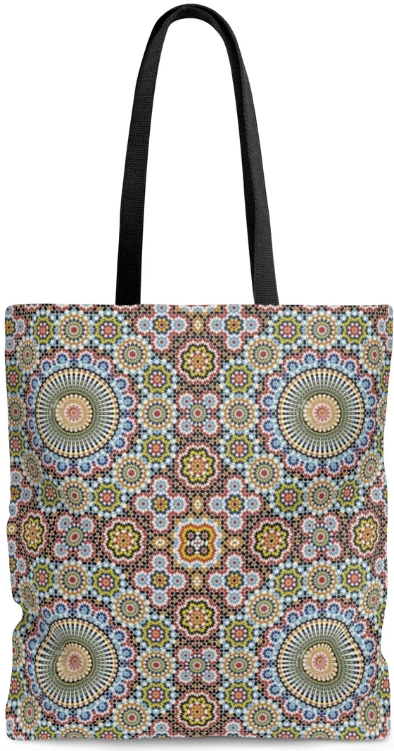 Boutique sac à main cabas tissu grosse toile de coton imprimé motif Arabe Oriental